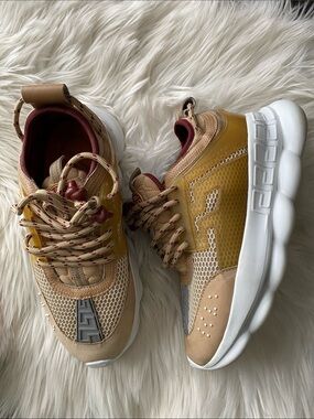 Versace chain reaction Chunky Sneakers in Mustard + Tan